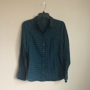 J Crew Boy Shirt - Navy and green Plaid - size 2